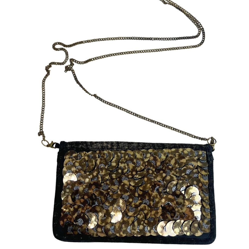 Ecote Urban Outfitters Gold Sequined Wallet Bag Evening Bag Distressed